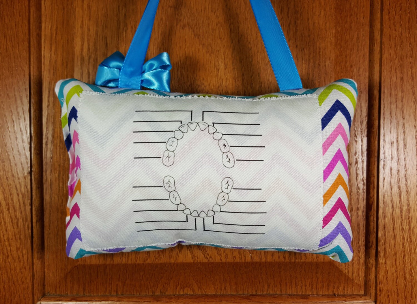 Personalized Girls Tooth Fairy Pillow gray and white chevron, optional tooth chart available ,