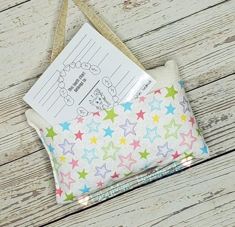 Girls personalized tooth fairy pillow, fairy, tooth chart included! !,