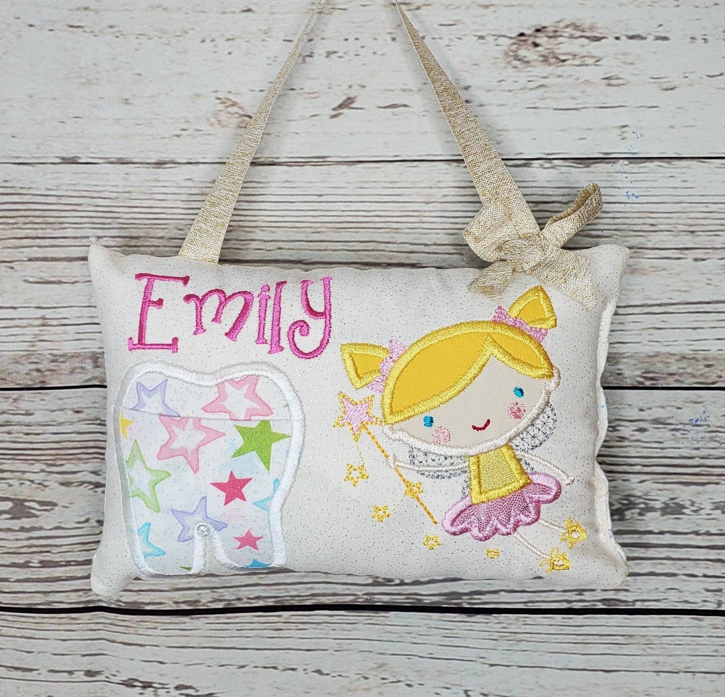 Girls personalized tooth fairy pillow, fairy, tooth chart included! !,