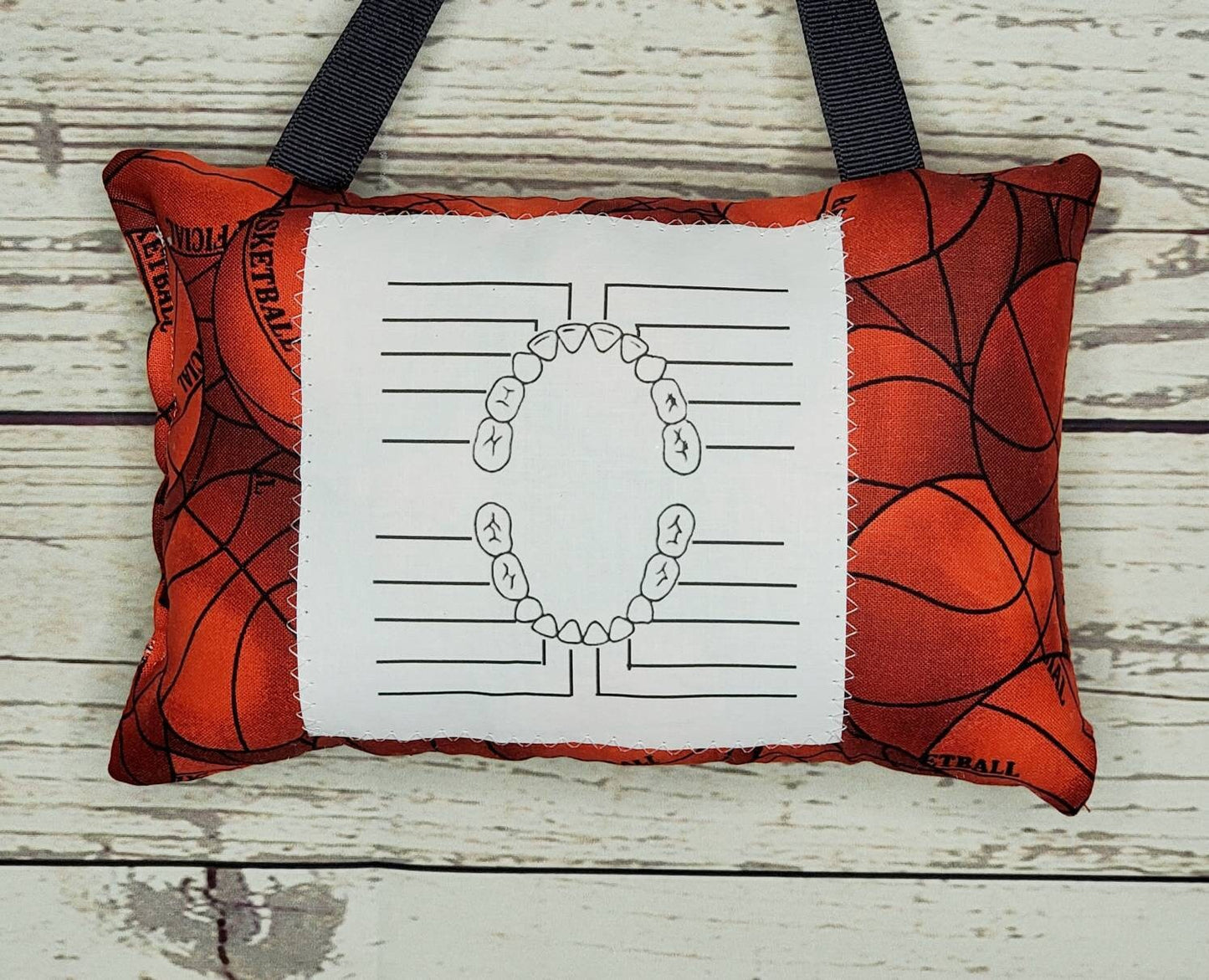 Boys tooth fairy pillow, basketball, optional tooth chart available ,