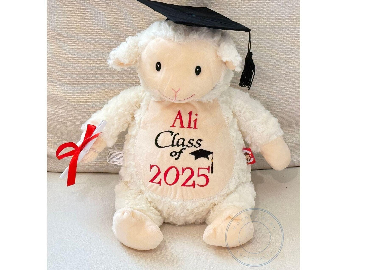Personalized Embroidered Stuffed Animal - Personalized Graduation Gift - Birth Stat animal - Kindergarten Gift - Senior Year