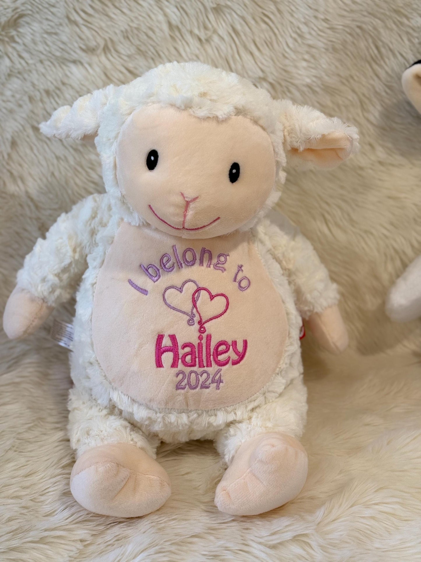 Personalized Embroidered Stuffed Animal - Personalized Baby Gift- Birth Announcement Stuffed Animal - Birth Stat animal - Newborn Gift Lamb