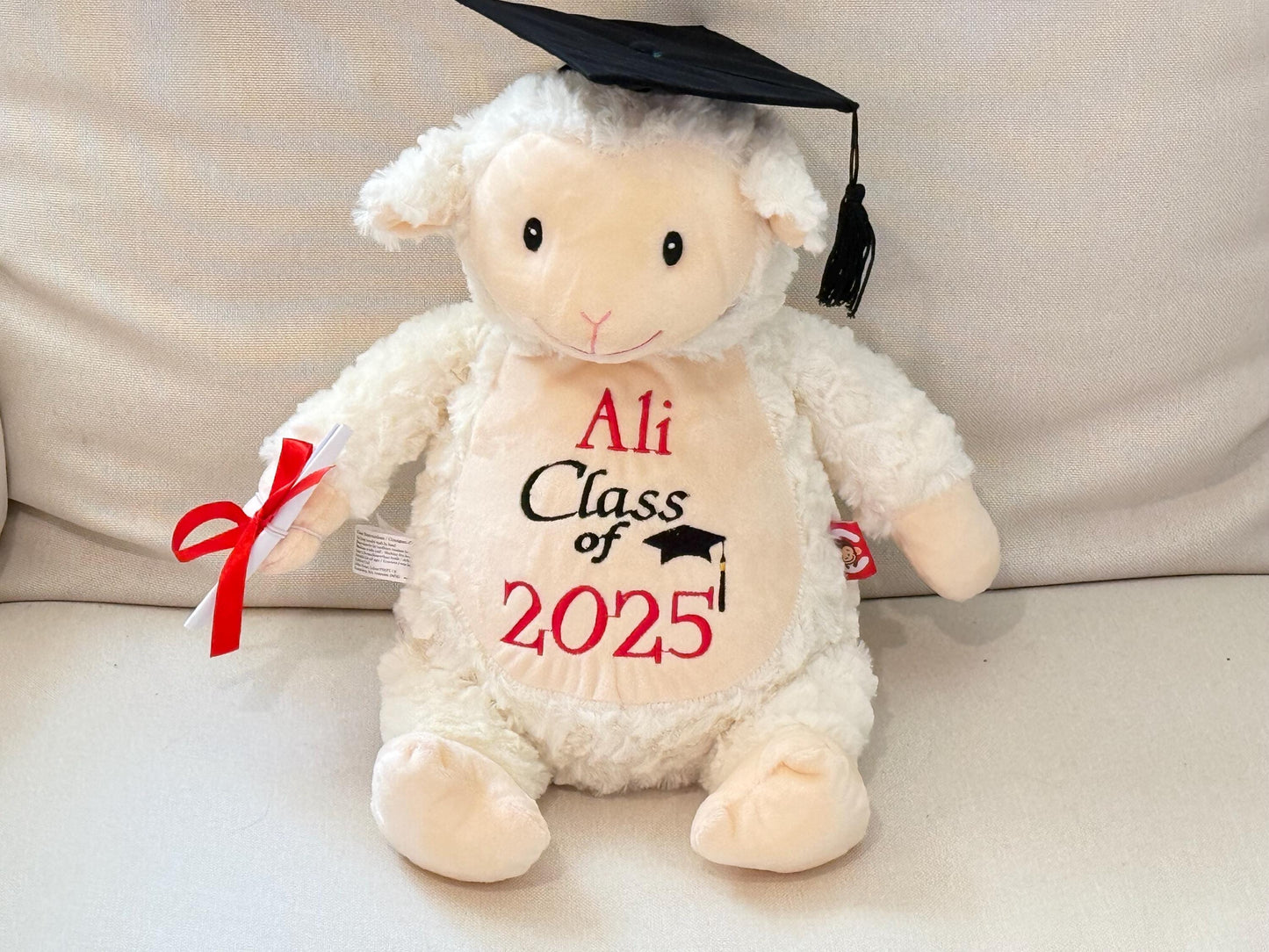 Personalized Embroidered Stuffed Animal - Personalized Baby Gift- Birth Announcement Stuffed Animal - Birth Stat animal - Newborn Gift Lamb