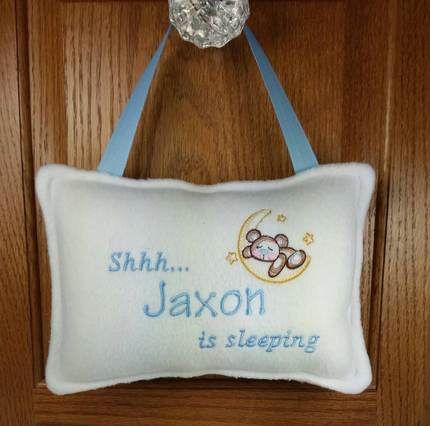 Personalized baby sleeping door hanger, baby pillow, baby shower gift, nursery decor, baby sleeping sign,