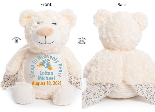 Personalized Embroidered Guardian Angel Bear - Remembrance - Memory Bear - Personalized Gift - Plushie - Infant Loss