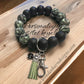 Personalized beaded bangle wristlet camo keychain with optional embroidered wallet