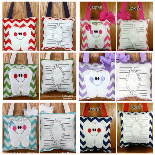 Tooth fairy pillow with optional tooth chart, chevron (choose your color!) ,