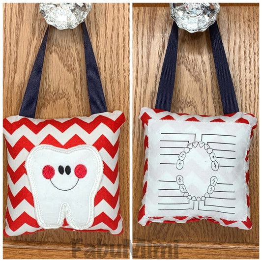 Tooth fairy pillow with optional tooth chart, chevron, choose your color or fabric! ,