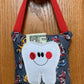 Tooth fairy pillow with optional tooth chart, motorcycle pattern, ,