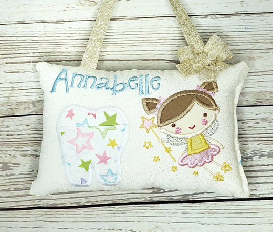 Girls personalized tooth fairy pillow, fairy, tooth chart included! !,