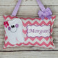 Personalized Tooth Fairy Pillow for Girl pink and white chevron, choose your version, optional tooth chart ,