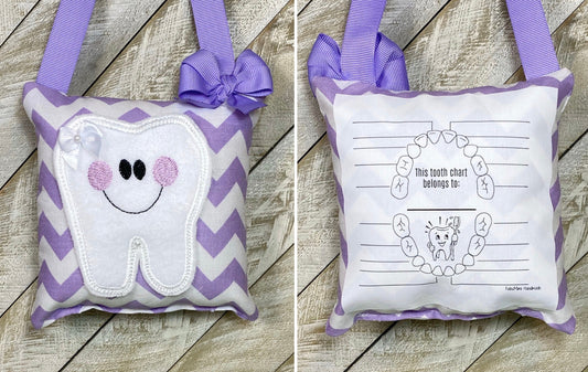 Tooth fairy pillow with tooth chart, lavender and white chevron (choose your color or fabric!) ,