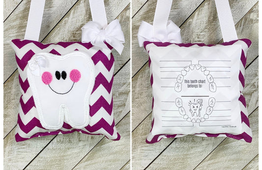 Tooth fairy pillow with (optional) tooth chart, chevron (choose your colors!),