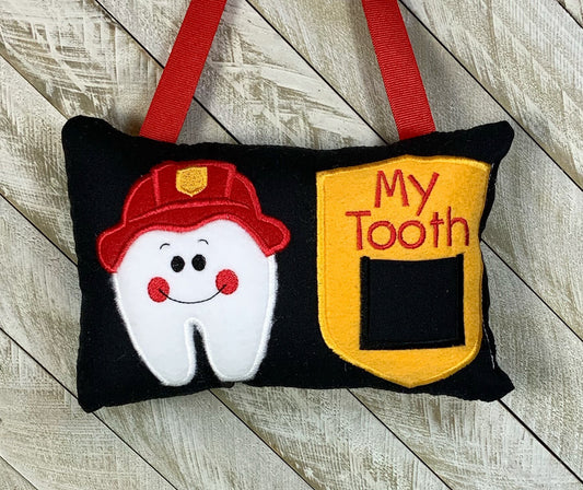 Personalized tooth fairy pillow, fireman tooth pillow, firefighter, boy tooth, girls tooth pillow, Optional tooth chart!