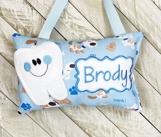 Tooth Fairy Pillow, doggie pattern, optional tooth chart available, ,