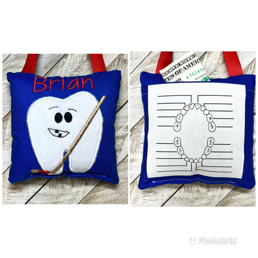 Tooth fairy pillow with optional chart and personalization, choose your style!