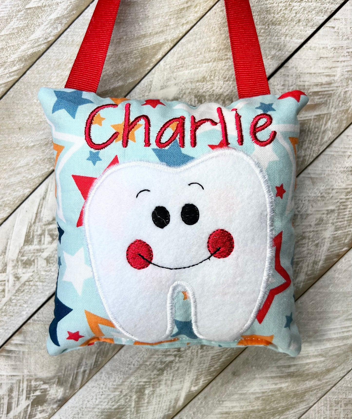 Tooth fairy pillow with optional chart and personalization, choose your fabric!