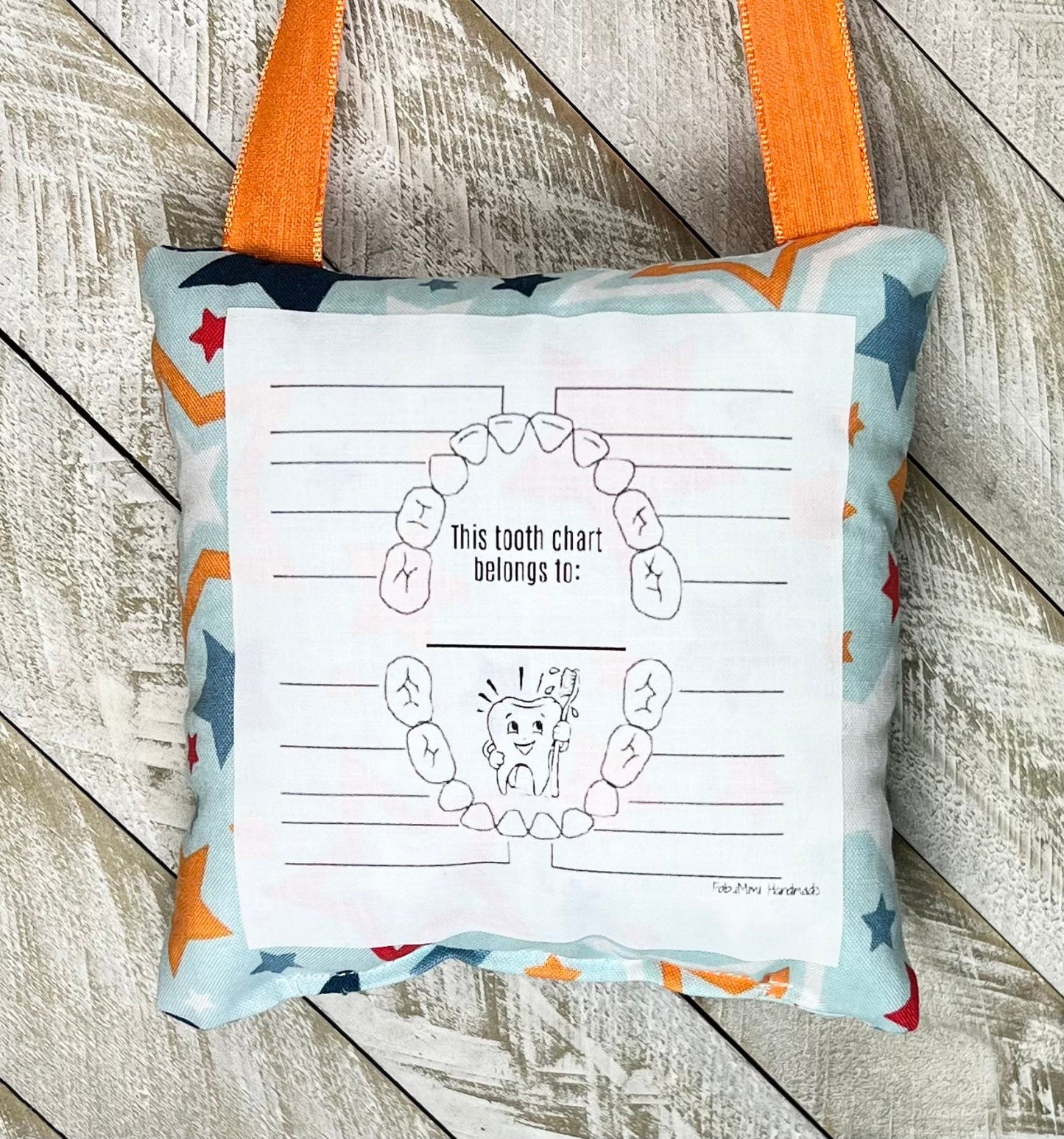 Tooth fairy pillow with optional tooth chart