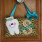 Girls personalized Tooth Fairy Pillow leopard pattern, choose your version, optional tooth chart ,