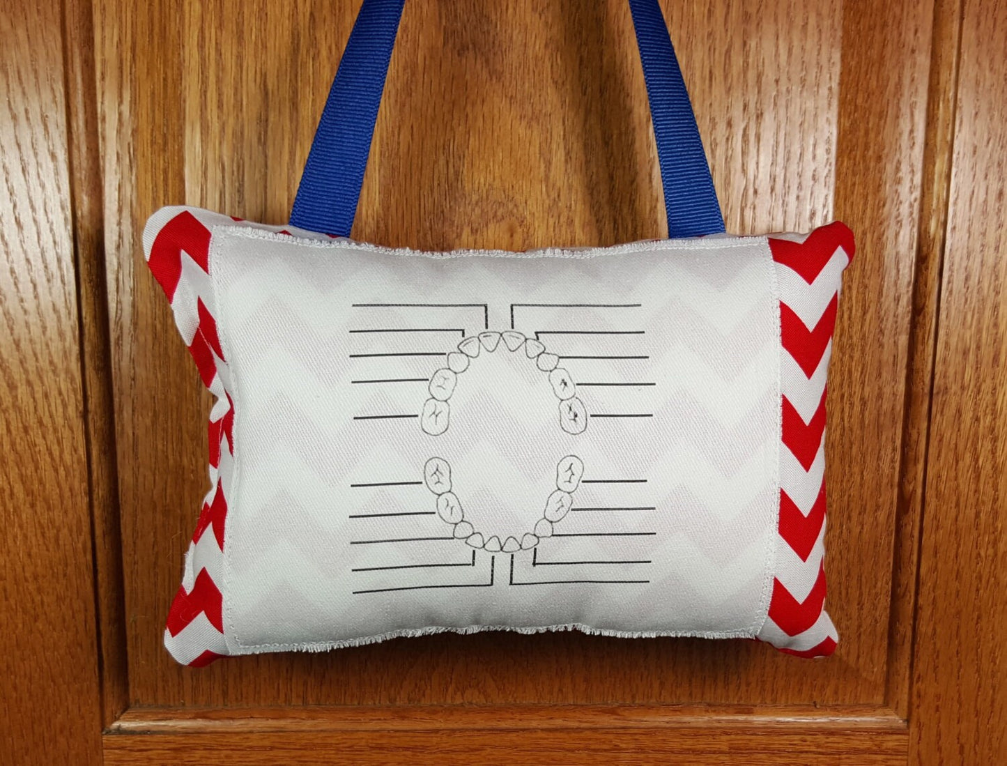 Tooth fairy pillow, navy chevron, optional tooth chart, ,