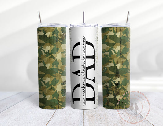 Personalized DAD  20 oz skinny tumbler camo