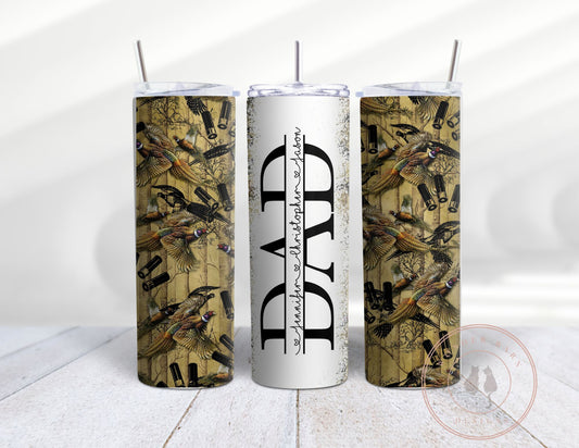 Personalized DAD  20 oz skinny tumbler, duck hunting