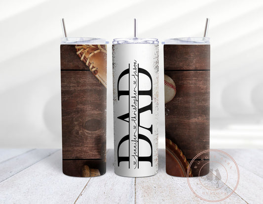 Personalized DAD  20 oz skinny tumbler, add kids' names