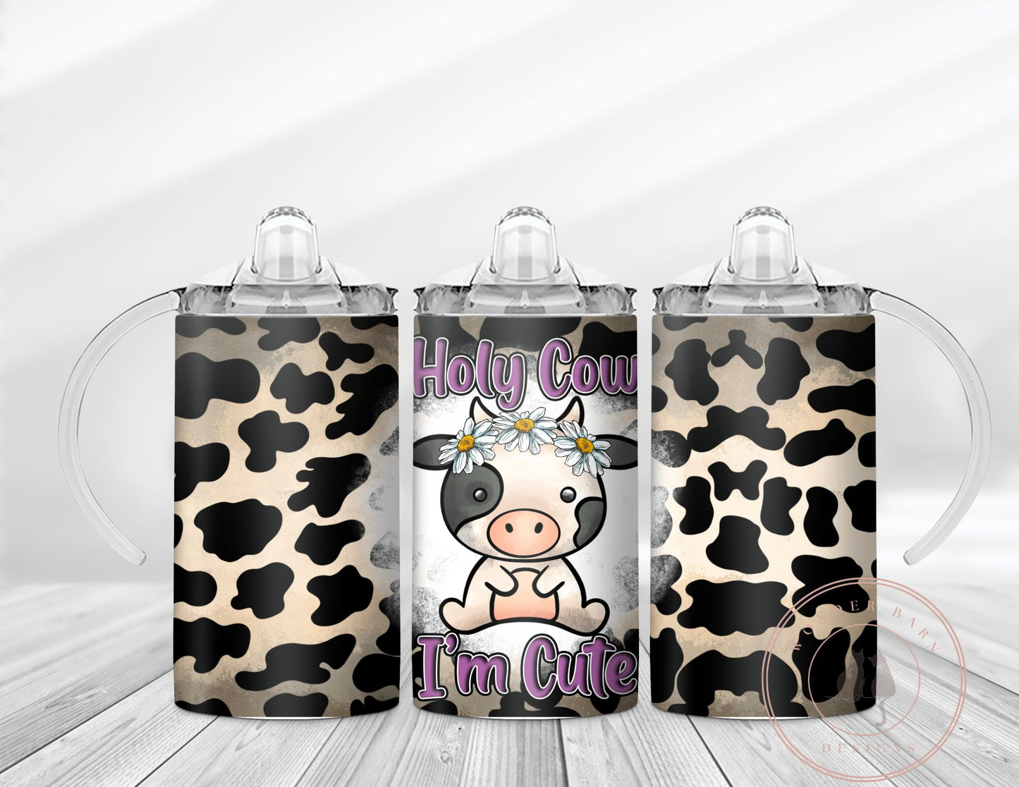 Personalized 12 oz sippy cup tumbler, dual lids, Holy cow I'm cute