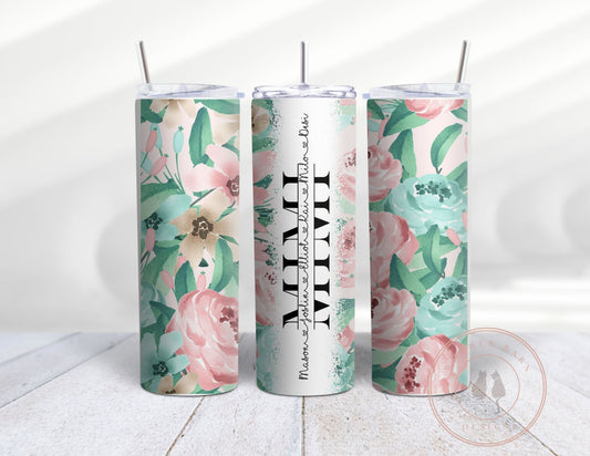 Personalized floral tumbler 20 oz