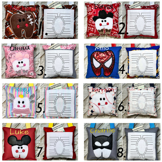 Tooth Fairy Pillow with optional tooth chart. Choose your version
