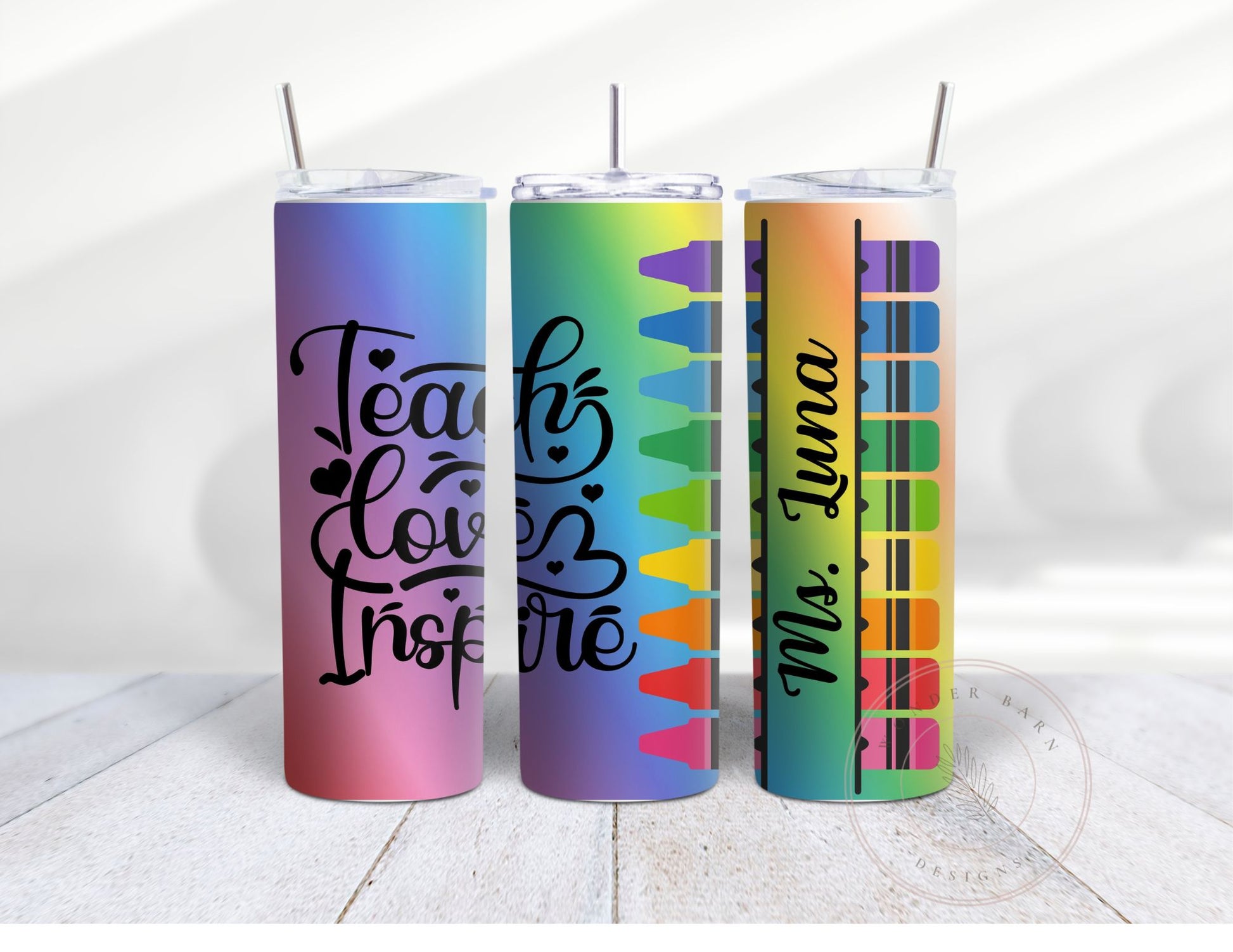 Personalized Teacher Tumbler with Lid & Straw