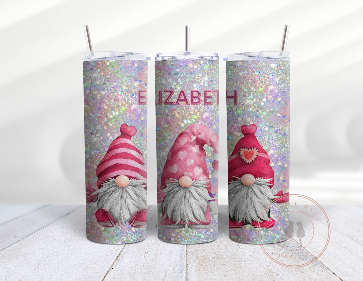Valentine's Gnomes Personalized Skinny Tumbler 20 oz