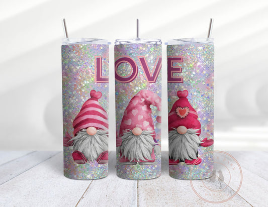 Valentine's Gnomes Personalized Skinny Tumbler 20 oz